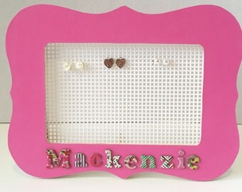 Earring Holder. Jewelry Organizer. Personalized picture frame earring holder.