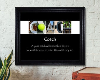 Tennis Coach Gift, Tennis Coach Print, Coach Print, Coach Sign, Alphabet Letter Art, Coach Gift, Inspirational Gift, Tennis
