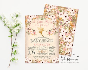 Fairy Baby Shower Invitation Enchanted Floral Baby Shower Invitation Watercolor Baby Shower Invitation, Printable No.986BABY