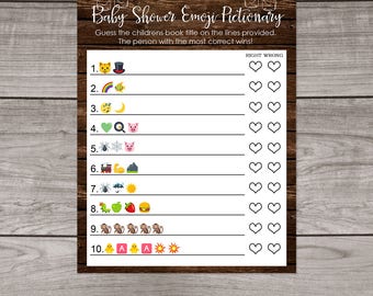 Babyq Baby Shower Emoji Pictionary Game - BBQ Baby Shower Emoji Game - Rustic Baby Shower Emoji Game - Instant Download Baby-115