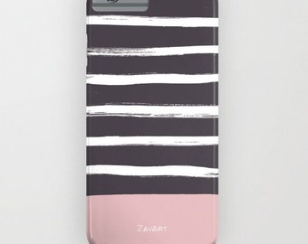 FUNDA MOVIL RAYAS - Lila y rosa - iPhone 5/5S/Se, iPhone 6/6S, iPhone 7