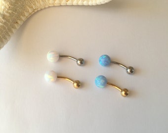 Opal Belly Ring, white opal belly button ring.124.