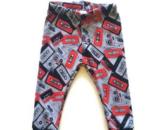 Baby leggings, baby boy clothes, retro baby leggings, unisex baby clothes, gender neutral, baby gift, cassette tape leggings, 90s inspired