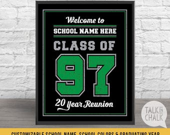 Customizable Class Reunion Welcome Sign, PRINTABLE Class Reunion Poster, DIGITAL FILE, Reunion Decor, Class Reunion Ideas,