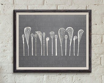 8x10 Vintage Lacrosse Wall Art, Lacrosse Stick Art, Vintage Lacrosse Heads, Lacrosse Gift Ideas, Lax Art, Native Lacrosse Art, Sports Decor