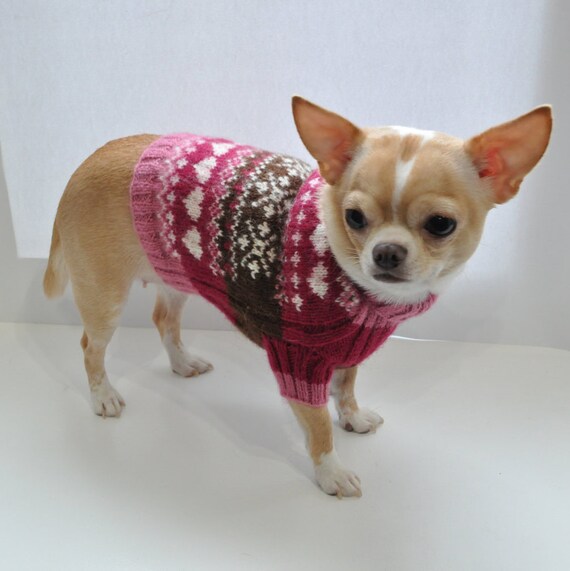 Dog pink sweater Girl dog sweater Heart print sweater Dog