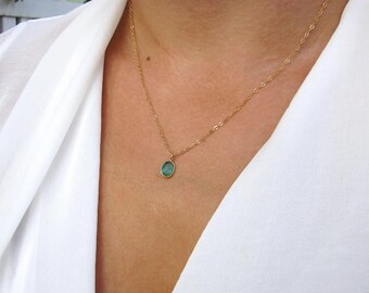 Emerald Necklace, Emerald Pendant, May Birthstone, Genuine Emerald, Gemstone Necklace, Gold Pendant, Authentic Emerald, Last Minute Gifts