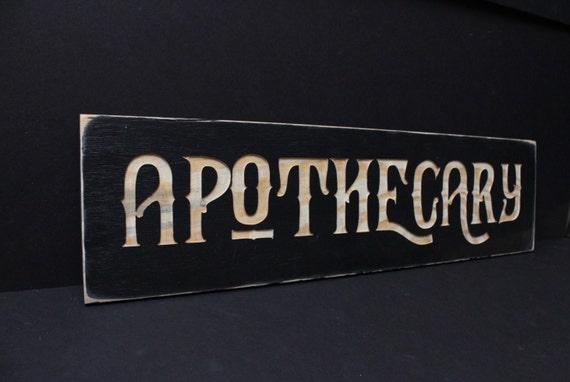 APOTHECARY Sign Large Carved 3-D Wooden Sign Vintage Style
