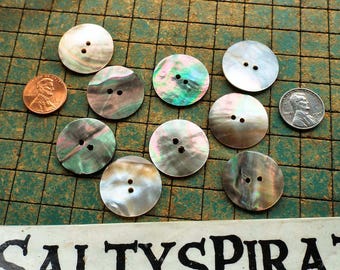 Mother of Pearl buttons, 10 count, 1 inch, Natural shell buttons, 25mm, 2 hole, nacre buttons, sewing, crafting, scrapbook