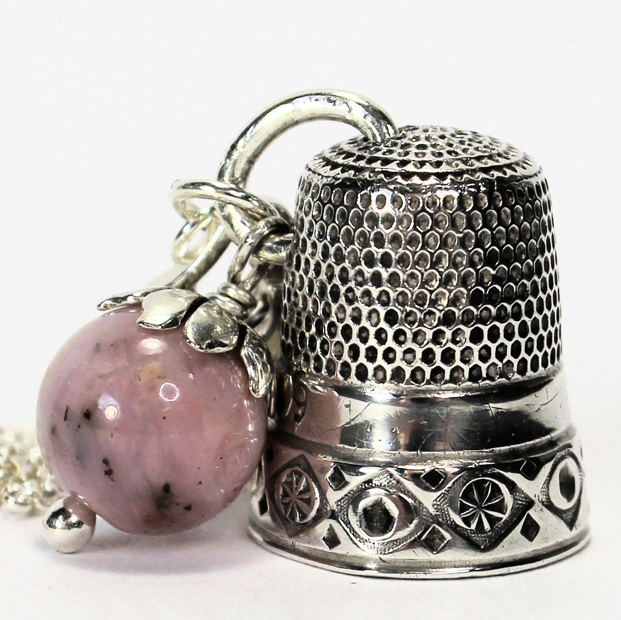 Antique Thimble and Acorn Hidden Kisses Peter Pan Necklace