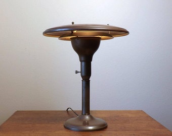 Sight Light Desk Lamp ~ Machine Age 1930s Style ~ Art Deco ~ Flying Saucer Lamp ~ M. G. Wheeler Co., Greenwich, CT
