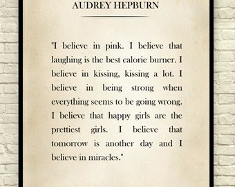Audrey Hepburn Print, Audrey Hepburn Quote, Custom Art Print, Book Page Art Print, Audrey Hepburn Wall Art, Classic Book Page Art Print,