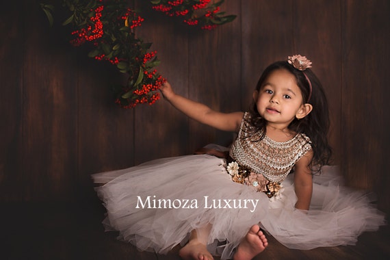 Natural Cream Beige Flower girl dress, tutu dress, cream beige birthday dress, princess dress, ivory crochet top tulle dress
