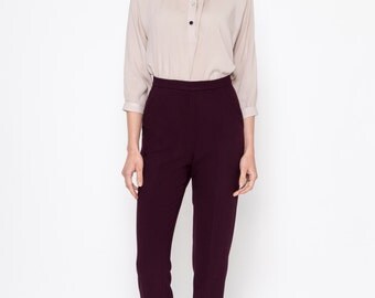 Pantaloni a sigaretta (Bordeaux) / alta pantaloni a vita / Slim Fit pantaloni / anni 60 pantaloni / pantaloni Retro / Vintage Pantaloni