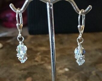 Earrings- Swarovski Crystal AB w/Crystal Squarelle