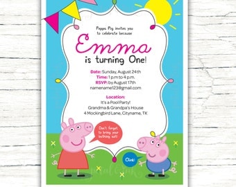 Peppa Pig Invitation, Peppa Pig Birthday Invitation, Peppa Pig Invitation Template, Peppa Pig Invite, Peppa Pig Printable Invite, DIGITAL FI