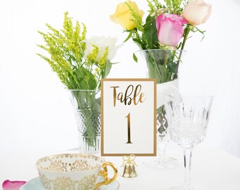 Gold Foil Table Numbers Handmade Wedding Style #0102