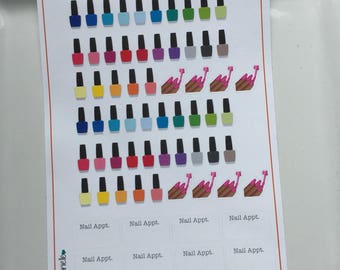 50 Nail Polish, Manicure Planner, Nail Polish Stickers, Nail Polish Planner Stickers, Nail Stickers,Appointment Stickers