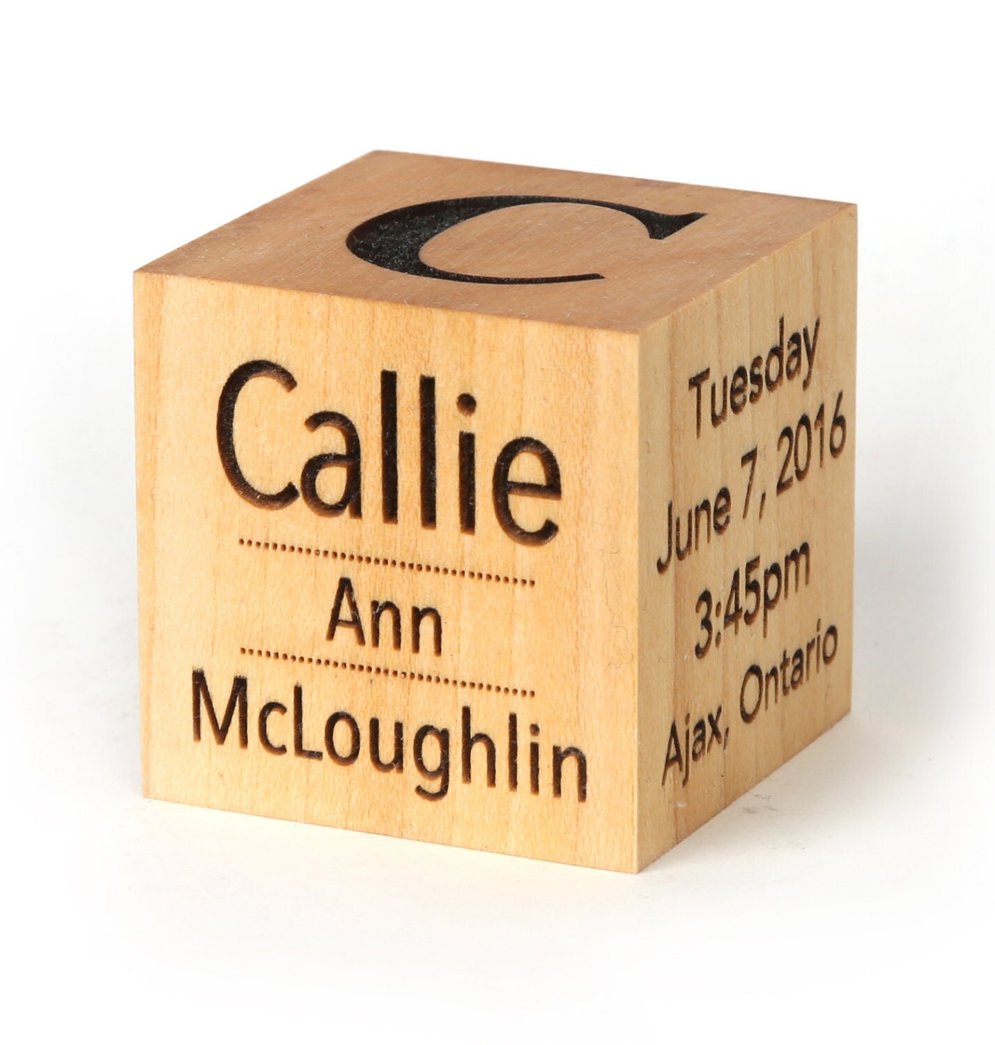 2 solid wood baby stat block. Engraved wood baby block