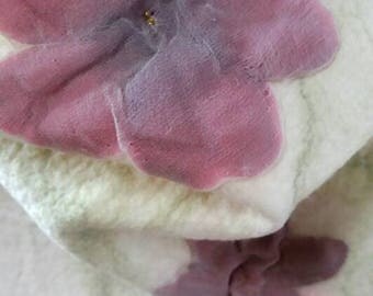 felted scarf, felted scarf, wool scarf, mother's day, felt art, unique gift, bohemian chic, handgevilte scarf, shawl, stole merinos