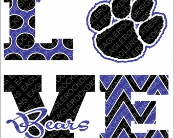 Love Bears SVG, DXF, EPS, Png, Cut File For Cameo and Cricut, Bears Svg, Cheer Svg, Instant Download
