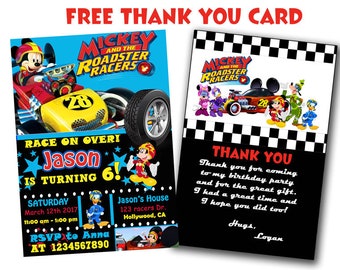 Mickey And The Roadster Racers Invitation - Mickey And The Roadster Racers Birthday Party Invite, You Print Invitation, Mickey Mouse Party