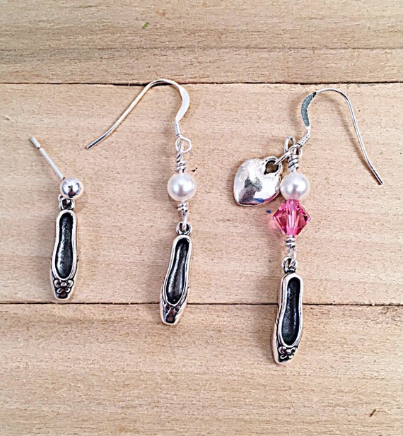 Sterling Ballet Slipper Stud Earrings Ballerina Slipper