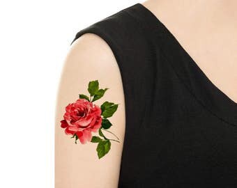 Temporary Tattoo - Rose / Carnation Vintage Flower Tattoo - Various Patterns and Sizes