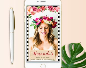 Kate Spade Snapchat Filter, Bridal Shower Kate Spade, Bridal Shower Custom Geofilter, Snapchat Bridal Shower Filter, Floral Snapchat Filter