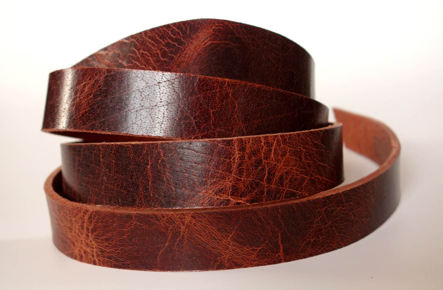 Distressed Water Buffalo Leather Strip 60 inches long Brown