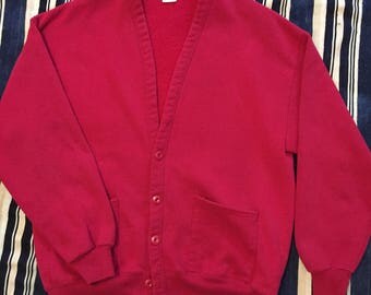 Vintage 1980s Jerzees Sweatshirt Cardigan Mens M/L Made In USA