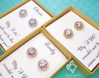 Bridesmaids Gifts,Bridesmaids Earrings,Cubic Zirconia earrings,Crystal Stud Earrings,Personalized Bridesmaids Gift,bridal party gift