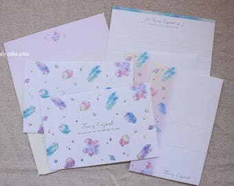Gem Letter Set | Letter Writing Set - 8 letter papers / 2 designs - 4 envelopes / 2 designs - 3830