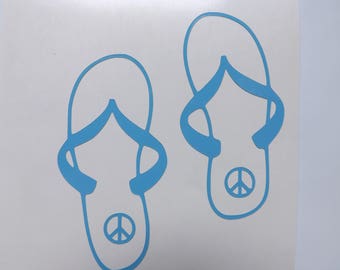 Flip Flops Peace sign decal, Vinyl Decals, Peace decal,flip flops,car decal, yeti decal, laptop decal, window decal, tumbler decals,