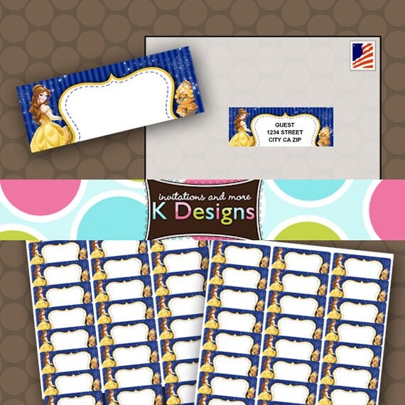 Belle Beauty and the Beast Return Address Labels Printable