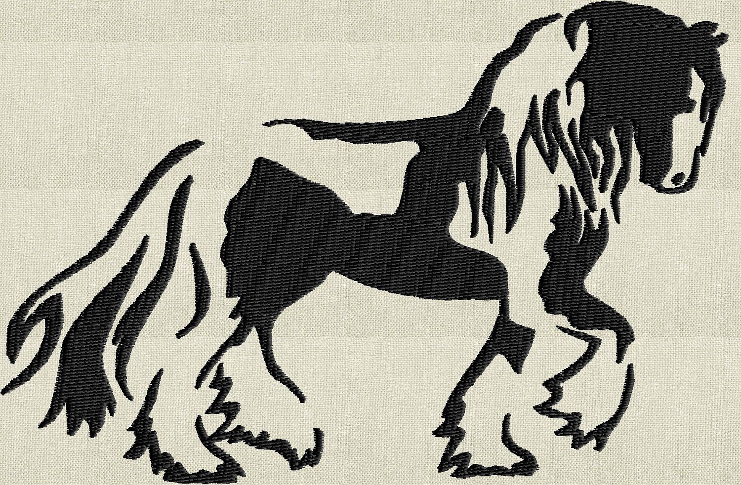 Gypsy Vanner Horse silhouette - EMBROIDERY DESIGN file - Instant ...