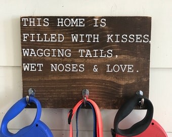Wood Dog Leash Holder | Pet Lover Gift | Home Décor | Pet Room Décor | Wood Sign