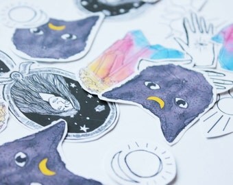 Stickers lot / pack set / édition wicca let's magic / witch edition / funny stickers 100% home made