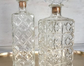 Vintage Glass Decanter / Vintage Pressed Glass Decanter