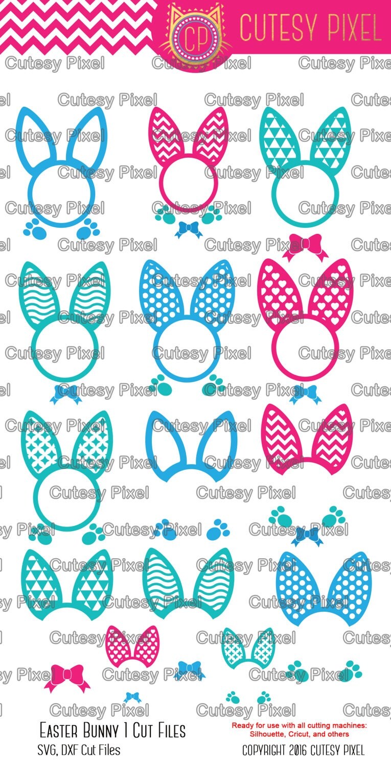 Download Easter bunny ears Monogram Frames Svg cutting file bunny ears