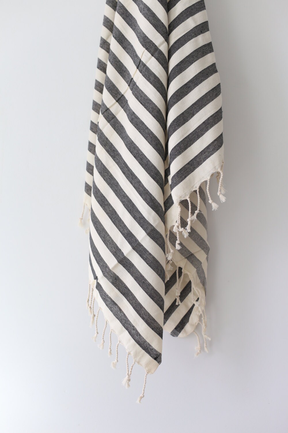 Black Striped Turkish towel by Maewoven on Etsy