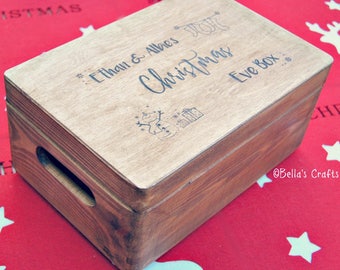 Eve box christmas xmas solid wood traditional Christmas eve box | Etsy