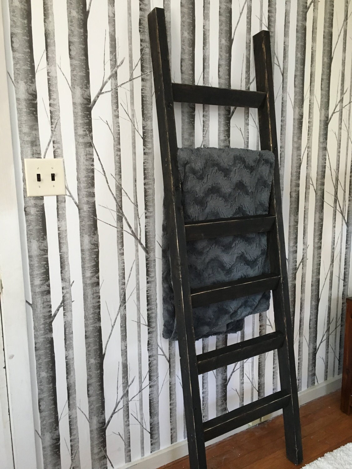 6ft x 21 Skinny Blanket Ladder Handcrafted in the USA. Dark