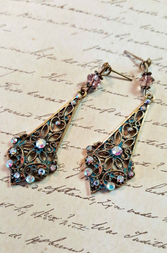 Dangle Earrings Rhinestone Dangle Earrings Vintage Style