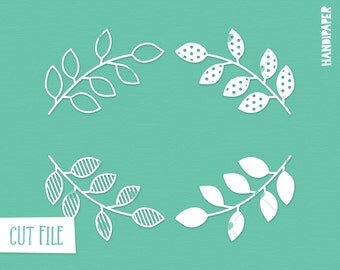 Foliage digital cut file (svg, dxf, png) for use with Silhouette, Cricut, in paper crafting, scrapbooking projects, card making, stencils.