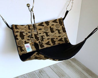 Single Pocket Hammock - Sugar Glider Hammock - Pet Bedding - Ferret Hammock - Fleece Hammock - Tribal Wilderness - Rat Cage Accessories