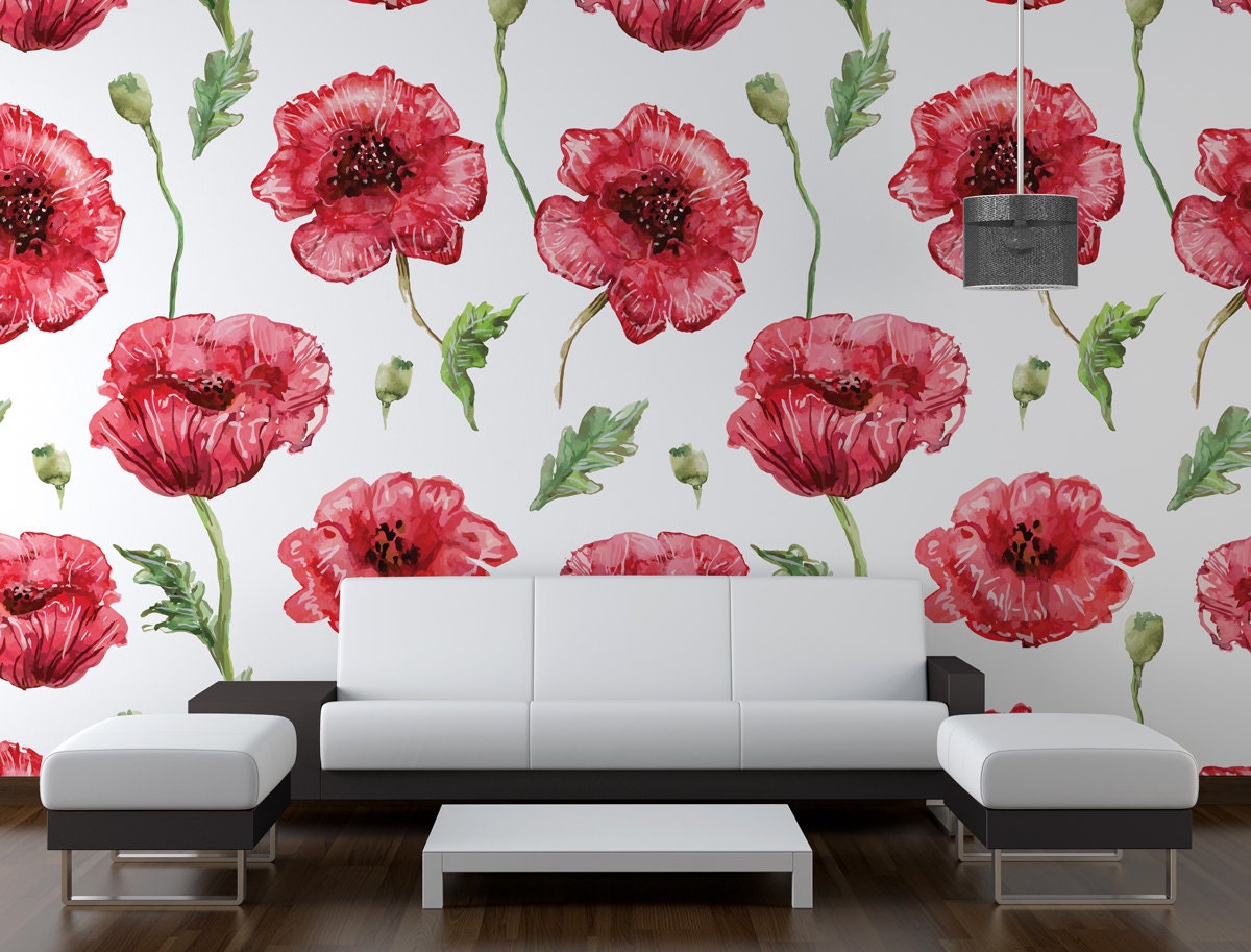 Vintage Floral / Removable Wallpaper / Repositionable / Wall