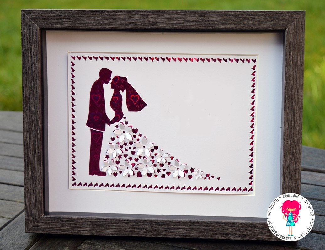 Download 3D Wedding Paper Cut Template SVG / DXF Cutting File For