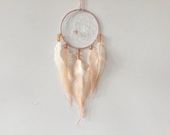 Peach Dreamcatcher - peach dream catcher, small dreamcatcher, small dream catcher, pink dreamcatcher