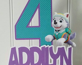 Everest Paw Patrol cake topper, Puppy Birthday party, Paw Patrol Party, everest party supplies, everest paw patrol cake, Everest Skye dog